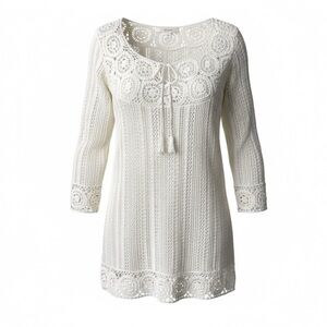 Cb Established 1962 Crochet Lace-Trim Tunic Top White 3X